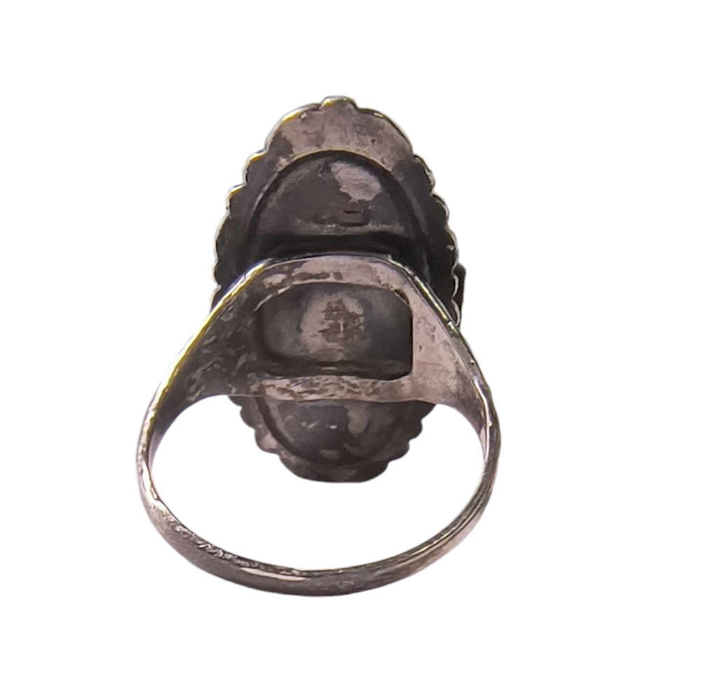 Vintage Abalone MOP Shell Blister Pearl Elongated Ring - Picture 8 of 10